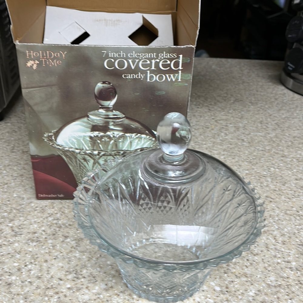 Elegance Glass Covered Candy Bowl